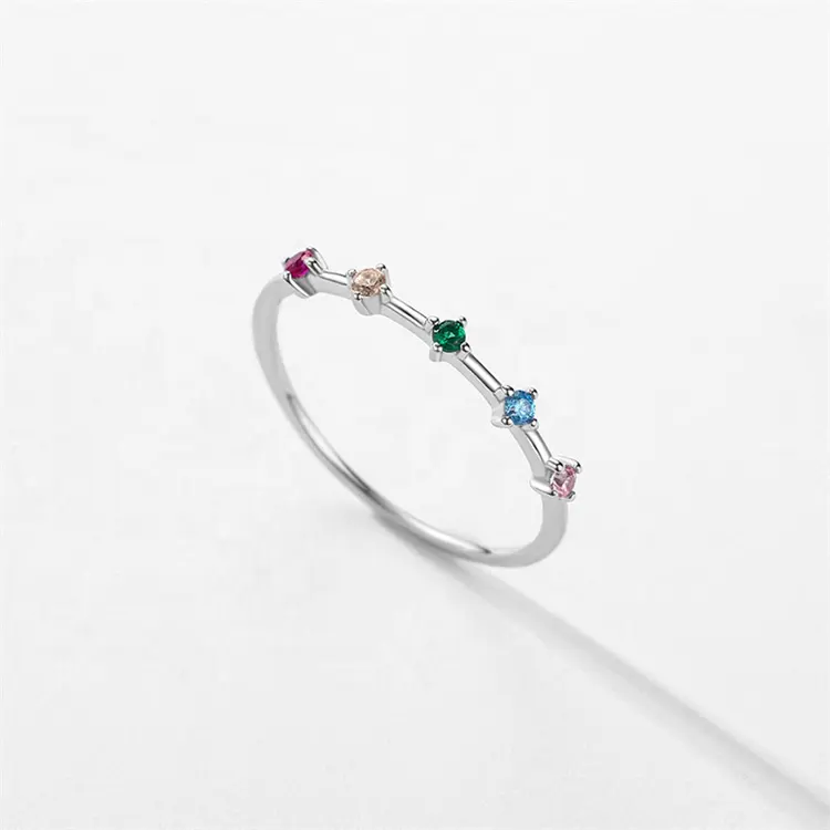 Anello hip hop con zaffiro non appannato personalizzato zircone birthstone minimalismo colori luxury woman anelli in argento sterling 925