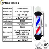 Poteau de Barbier Rotatif en Plastique pour Salon de Coiffure, Enseigne Murale Extérieure