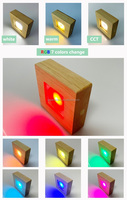 8cm LED Base en bois intérieure 42/52/62mm USB Rechargeable Base de lumière en bois carré LED veilleuse présentoirs pour ornements en cristal