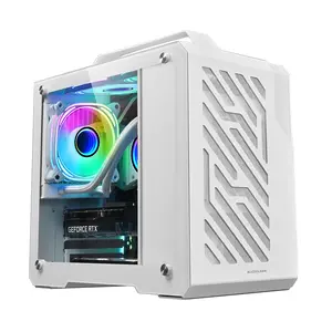 Aangepaste Draagbare Itx/Matx Zijde Transparante Watergekoelde Desktop Mini Puur Witte Computer Kleine Chassis Pc Behuizing