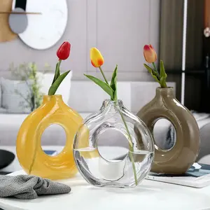 Creative Glass Vase Hot New Hydroponic Donut Plants Living Room Ornaments Design Clear Glass Vase