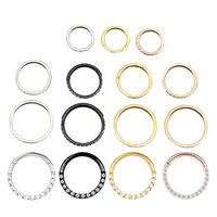 Cincin Hidung Getta Wholesale Gold Hinged Ring Clicker 16G/18G, Zirkon Warna-warni, Titanium ASTM F136, Perhiasan Tindik Tubuh, Anting, Hadiah