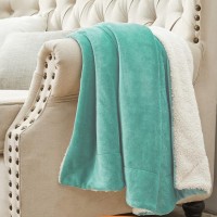 Couverture en polaire Sherpa solide luxueuse pour canapé-lit réversible floue douce confortable chaude couverture personnalisée Turquoise