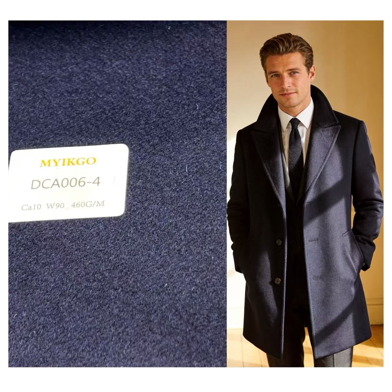 Luxurious 460G/M 10% Cashmere 90% Wool Brushed Woven Twill Pilling-Resistant Heavyweight Wool Fabric for Suit Jacket