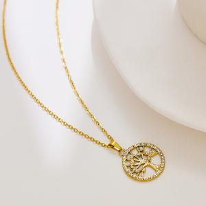 Ins Vintage colorido Cubic Zircon CZ Árbol Genealógico collar de acero inoxidable vida del árbol colgante collar para mujer chica - Product Image 4