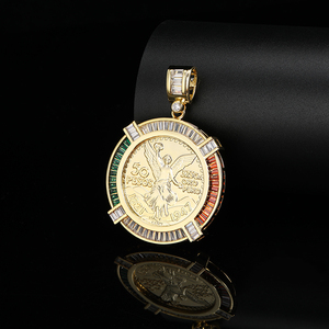 Tricolor la religión <span class=keywords><strong>de</strong></span> aleación <span class=keywords><strong>de</strong></span> cobre <span class=keywords><strong>de</strong></span> <span class=keywords><strong>oro</strong></span> 24k chapado en <span class=keywords><strong>oro</strong></span> mexicano 50 Pesos Centenarios colgante para los hombres - Product Image 2