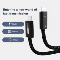 Cable USB C Thunderbolt 4 PD de 240 W, 40 Gbps, PD3.1, 8K, 60 Hz, Transferencia de Datos y Video, Cable Trenzado de Nailon para Monitor de Laptop y PC