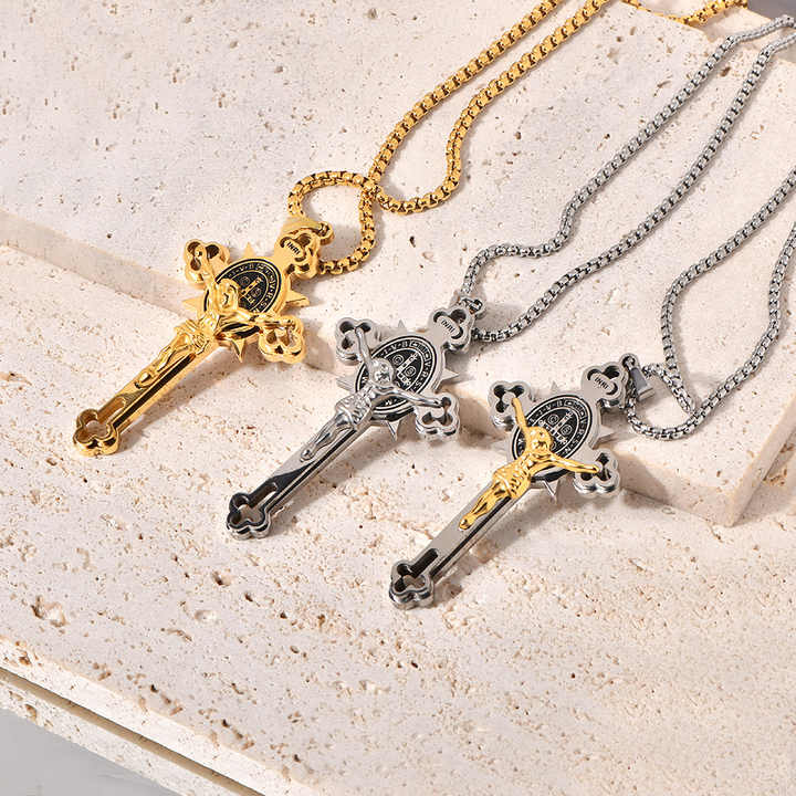 Fine Fashion Jewelry Vintage Cross Pendant Necklace Stainless Steel