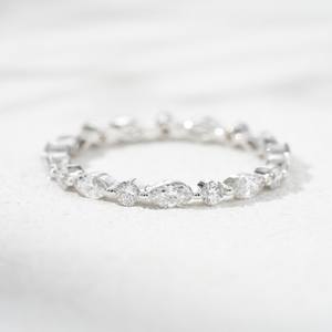 Anillo de Boda de Joyería Fina, Oro Blanco de 18k, Diamante Cultivado en Laboratorio de 0.8TCW, Anillo de Eternidad - Product Image 1