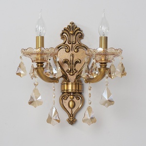 Lampu Dinding Kristal Lilin Modern Dekorasi Kamar Tidur Hotel Rumah Lampu Koridor Vintage Eropa dari Paduan Seng - Product Image 1