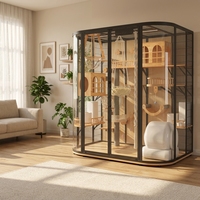 Villa pour chat surdimensionnée, moderne et classique, en verre et fer, 320 cm, pliable, écologique, DIY, arbre à chat multi-niveaux avec griffoir en sisal