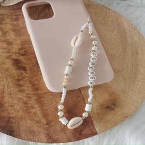 Lanière de <span class=keywords><strong>téléphone</strong></span> portable en perles de bohème, Imitation de perle, coquille naturelle, étoile à cinq branches, <span class=keywords><strong>chaîne</strong></span> de <span class=keywords><strong>téléphone</strong></span> portable en perles - Product Image 2