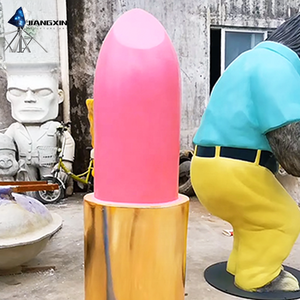 Lápiz labial rojo de gran tamaño y escultura de base líquida diseño moderno tapa metálica de fibra de vidrio para Park Beauty Store Cemetery Decor - Product Image 5