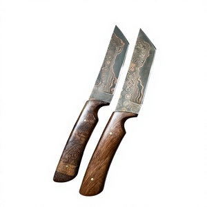 Cuchillo de Hoja Fija de Acero Damasco y Cobre con Mango de Madera, Personalizable, para Caza, Camping y Supervivencia - Product Image 2