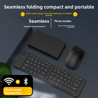 Combo de Teclado y Ratón Inalámbrico Plegable, Ultrafino, Trimodal, Recargable, Silencioso, Mini Teclado y Ratón para Tablet, Teléfono y Portátil