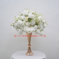 FB384 DKB Crafts Factory Boule de fleurs artificielle rose blanche 50cm Centre de table boule de fleurs blanches pour décoration de fête de Noël