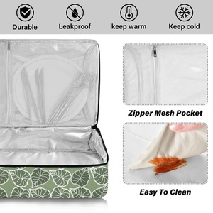 Sac à déjeuner isotherme portable en nylon à imprimé Kalo vert Hawaïen, réutilisable, pour fêtes et transport de plats chauds - Product Image 4