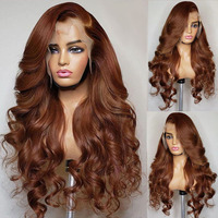 Perruque en cheveux humains 100% avec dentelle transparente, pré-épilée, cuticules alignées, couleur brune, vague corporelle, perruque pour femme