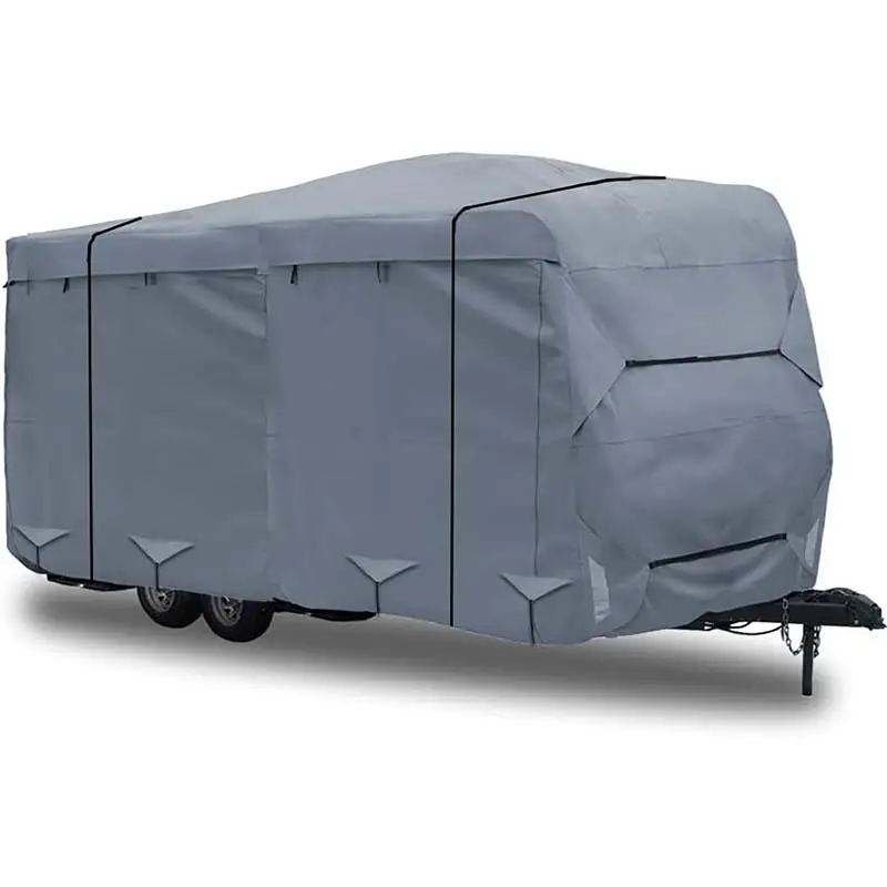 Heavy Duty 5-Couche Voyage Remorque Camper RV Couverture Coupe-Vent Résistant À L'eau Anti-UV Propriétés Sangles Latérales Convient 15 '17'