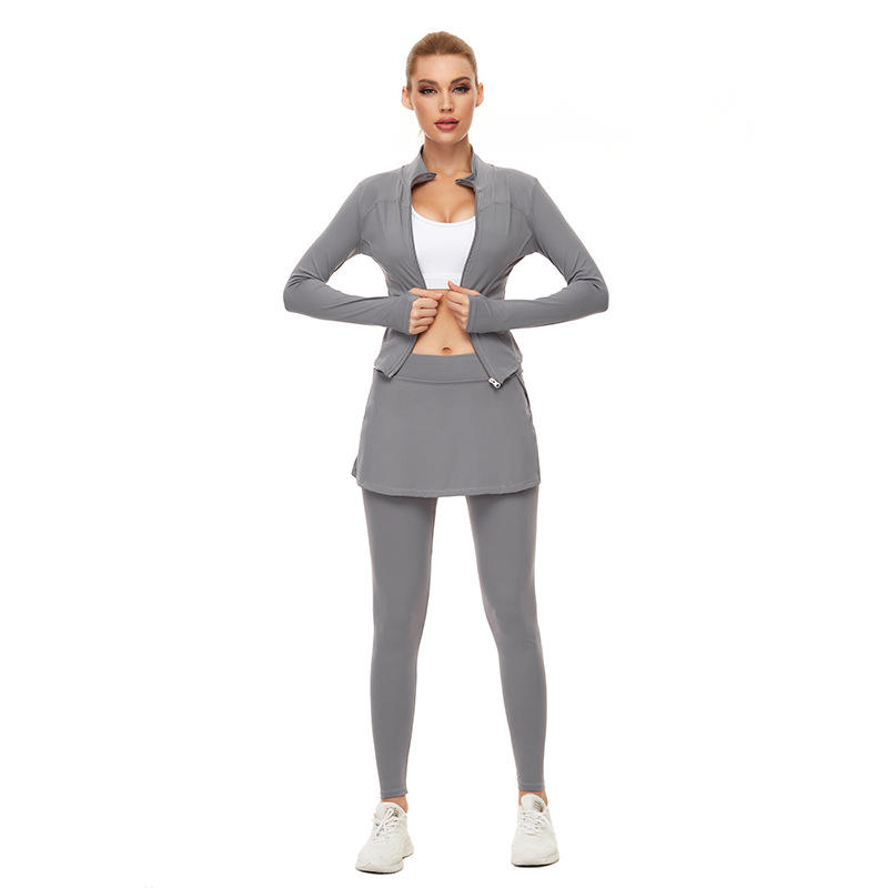 ชุดสูทกระโปรงแจ็คเก็ตสีเทา