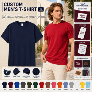 T-shirt personnalisé pour homme, 200 g, coton peigné, coupe classique, couleur unie, col rond, manches courtes, respirant, vêtements décontractés - Product Image 1