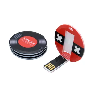 ABS plastic material promotion gif OEM logo printing 2GB 4GB 8GB 16GB 32GB slim round coin CD shape usb flash drive memory stick