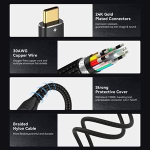 Bán Buôn A323 Thunderbolt 4.0 240W Nhanh Chóng Sạc Cáp 8K 40G Tốc Độ Cao Dữ Liệu Vàng Nickel USB Cáp Màn Hình Microphone Mp3 - Product Image 3