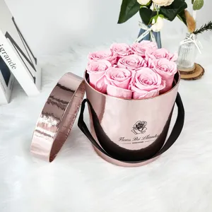 Vente en gros Boîte d'emballage cadeau en papier avec fleurs rondes Cajas Para Flores Y Amor Roses conservées