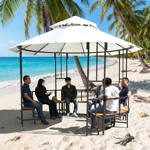 Gazebo da Esterno Moderno <span class=keywords><strong>di</strong></span> Lusso in Acciaio con Protezione dal Vento per <span class=keywords><strong>Giardino</strong></span> e Opzione Schermo, Finitura Verniciata a Polvere, Direttamente dalla Fabbrica - Product Image 1