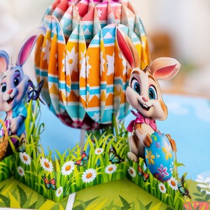 Tarjeta de felicitación 3D con diseño de conejo de Pascua, tarjeta de invitación de papel de dibujos animados con sobre, regalo para fiestas navideñas - Product Image 3