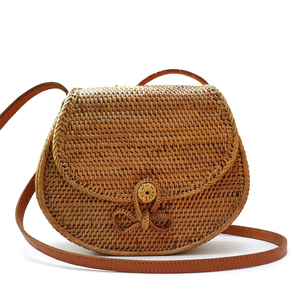 Rattan <b>Bag</b> Artisan Handmade Natural Fiber Woven Handbag <b>String</b> Shoulder Strap Customizable Capacity Inspired Traditional Vietnam - Product Image 1