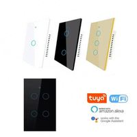 Interrupteur mural électrique intelligent WiFi 10A 1/2/3/4 gangs, compatible Alexa, avec panneau tactile étanche à lumière bleue, câblage inclus, application Smart Life