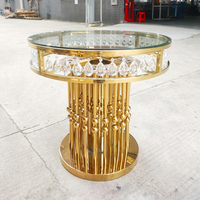 Table à gâteau circulaire de haute qualité en acier inoxydable doré pour banquets, hôtels, mariages et fêtes