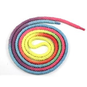 Good Quality Vintage Faded Round Rope Tie Dye Rainbow Cotton Shoelaces Sublimation Hoodies <b>Cord</b> - Product Image 1
