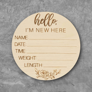 Targa con <span class=keywords><strong>Nome</strong></span> Inciso per Bambini 'Hello World My Name Is' |   Regalo di Nascita in Legno |   Disco per Foto Social Media - Product Image 2