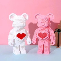 Idées créatives amour ours brutal 55CM grand modèle ours brique avec lumière blocs de construction brique jouets enfants cadeau d'anniversaire