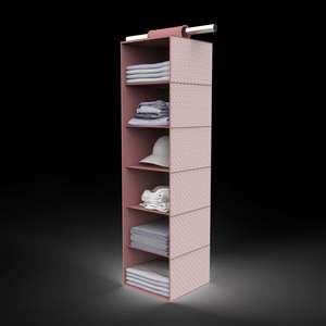 Whole Seller Foldable Durable Hanging Closet Organizer, 6-shelf Non-woven Hanging Closet <b>Storage</b> Organization for Wardrobe - Product Image 1