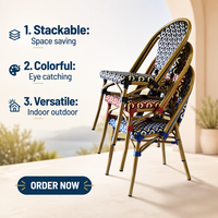 Mobilier d'extérieur français commercial jardin Paris Style chaise café Bar Bistro rotin osier chaises empilables pour Restaurant