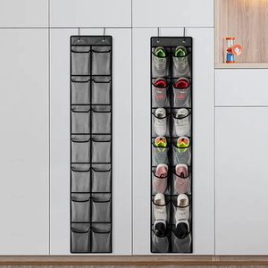 Over The Door <b>Shoe</b> Organizer 28 Pockets Mesh Hanging <b>Storage</b> For <b>Shoes</b> Closet Wall Mount Hook Type Grey - Product Image 5