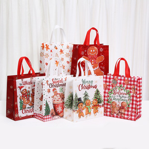 <b>Christmas</b> Non Woven Printed <b>Gift</b> <b>Bags</b> Laminated 3D Foldable Tote <b>Bags</b> For Holiday Shopping And Present Giving - Product Image 1