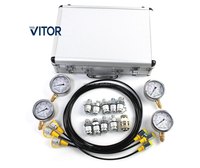 Kit hydraulique de haute qualité pour engins de construction avec 4 flexibles, 4 manomètres, 10 raccords, 3 connecteurs en T, garantie de 6 mois