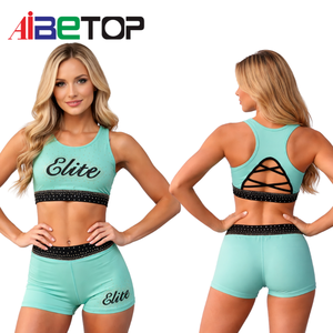 Vente directe usine, faible MOQ, tenue d'entraînement personnalisable au design élégant avec strass et dos lacé pour l'entraînement des équipes de cheerleading - Product Image 1