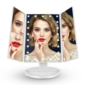 <span class=keywords><strong>Espejo</strong></span> Cosmético de Escritorio con Pantalla Táctil LED, Aumento, Doble Cara, Rotación de 180°, Plegable, Portátil, con Luz - Product Image 1