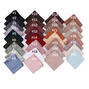 Tela de algodón una pequeña bufanda cuadrada plisada hijab liso mujer tudung bawal 90x90cm - Product Image 3