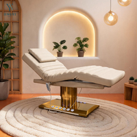 Table et lit de massage électrique moderne en acier inoxydable doré, 3 moteurs, lit de beauté pour soins du visage, lit pour extensions de cils, lit d'esthéticienne de luxe