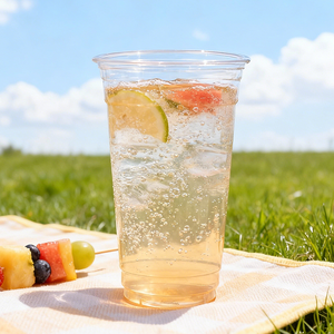 Gobelet en plastique transparent PET jetable de 16/20 oz pour boissons froides, jus, bière, boba, café à emporter, avec logo personnalisé, vente en gros - Product Image 1