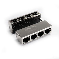 JIAXUN Proveedor JG46204BE Hembra Conectores Ethernet RJ45 de 4 Puertos con Módulos de Transformador Gige POE Conectores de Múltiples Puertos RJ45