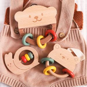 Ensemble <span class=keywords><strong>de</strong></span> hochets en bois pour bébé adorable en forme d'ours et d'<span class=keywords><strong>escargot</strong></span>, aide au développement précoce, hochets pour bébé, <span class=keywords><strong>anneau</strong></span> <span class=keywords><strong>de</strong></span> <span class=keywords><strong>dentition</strong></span> - Product Image 2