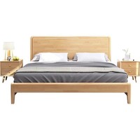 Ensemble de chambre à coucher en bois massif nordique Lit king-size Lit double Lit queen-size Lit simple avec lattes en bois Design minimaliste moderne Maison & Chambre locative