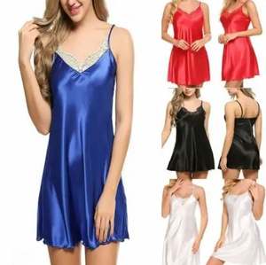 Sfy-y5053 Ensemble de pyjama en satin de soie personnalisé avec logo, nuisette sexy pour femmes, lingerie, camisole avec short et robe - Product Image 5